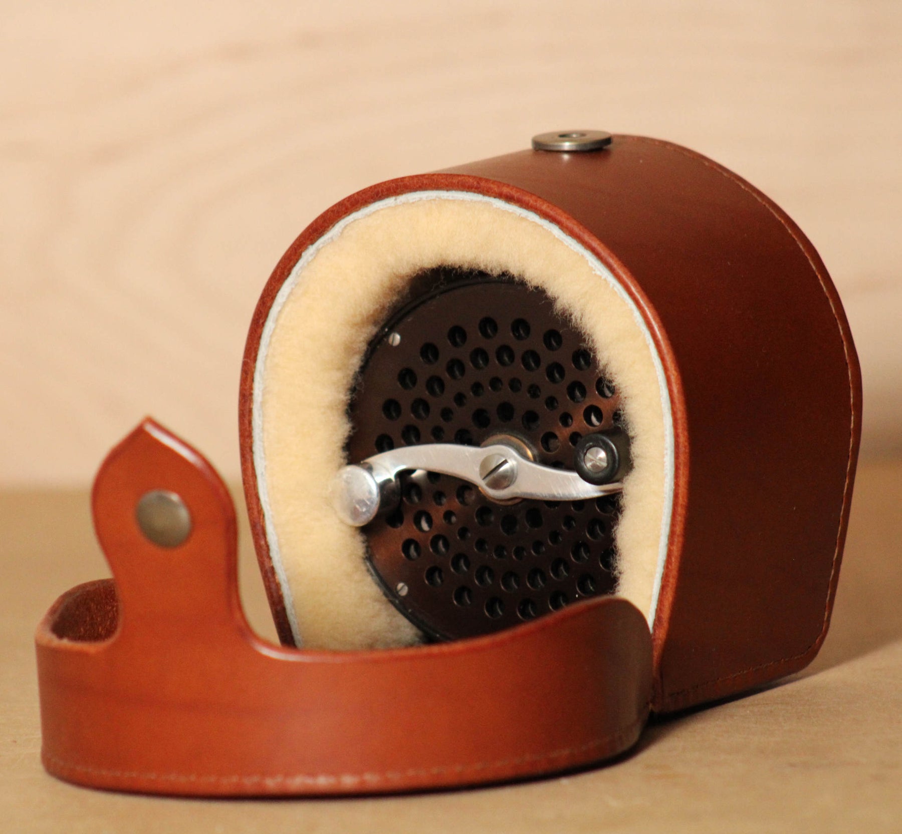 Red Leather Reel Case - The Fly Shack Fly Fishing